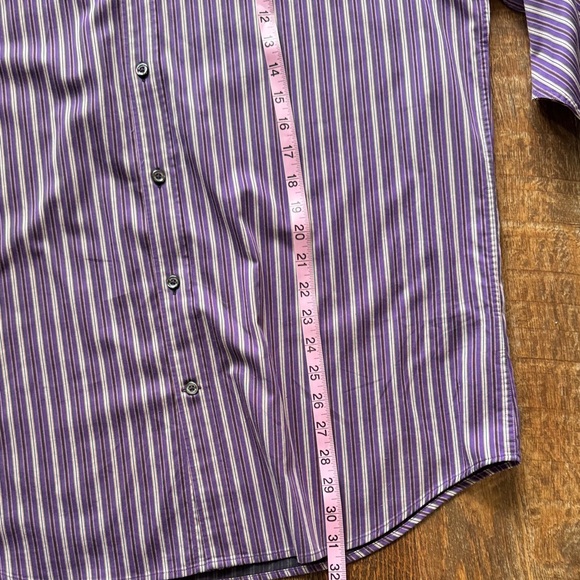 Bugatchi Purple and White Striped Dress Shirt - Picture 6 of 6
